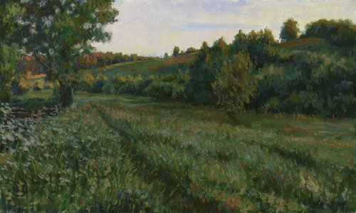 The Summer Evening - summer landscape painting by Nikolay Dmitriev