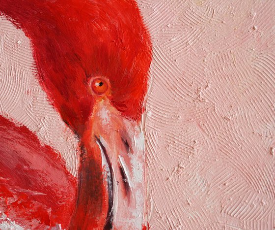 Flamingo / Painting created with a palette knife / ORIGINAL PAINTING