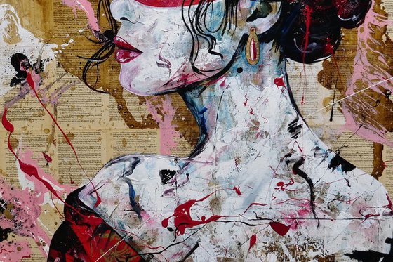 Cherry Yua 140cm x 100cm Geisha Textured Abstract Realism Art