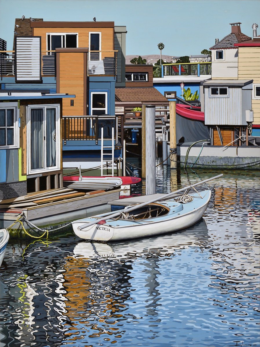 Photorealistic Landscape Acrylic Painting By Alex Nizovsky, 30 X 40, Issaquah Dock, Original Artwork