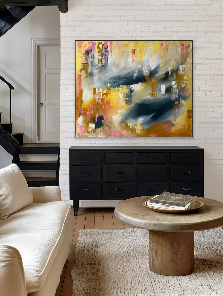 Geometric Abstract Acrylic Painting By Alanah Jarvis, 67 X 56, Whispers In Tides And Timber, Original Artwork