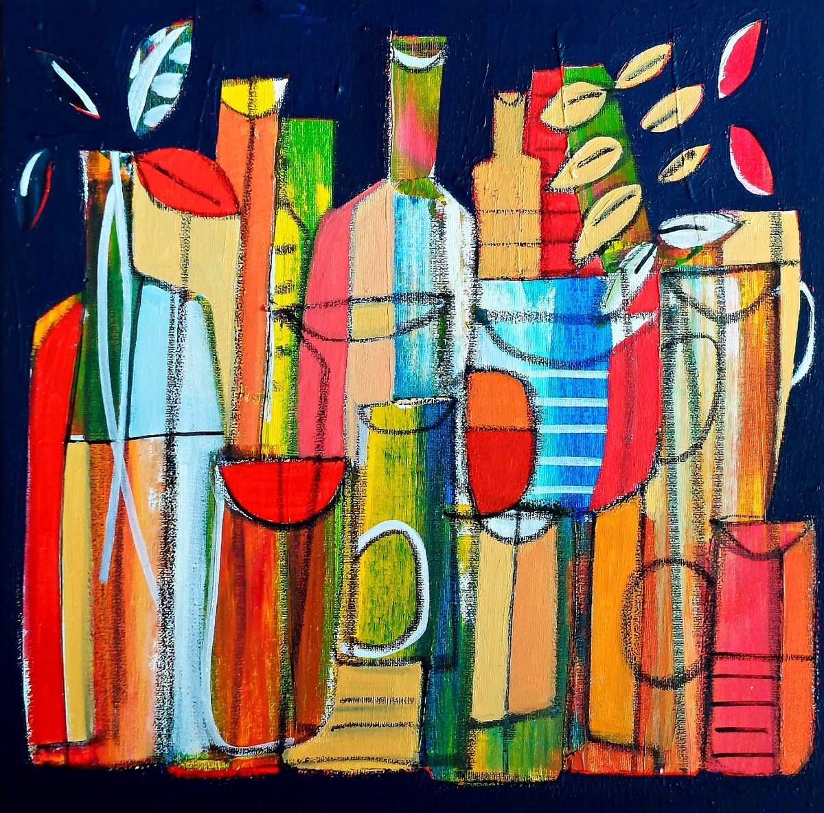Still Life And Bottles Iv By Jan Rippingham, 16 X 16, Artwork For Sale On Artfinder