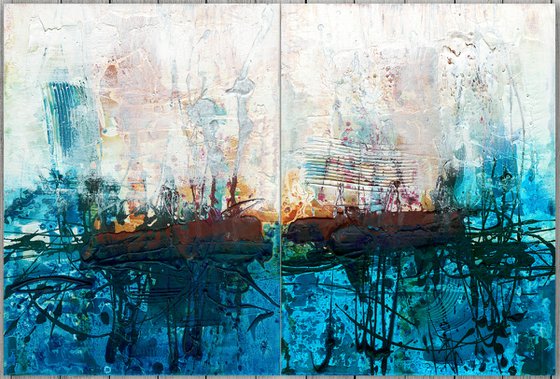 The Magic Beyond  - 2 Textural Abstract Paintings by Kathy Morton Stanion