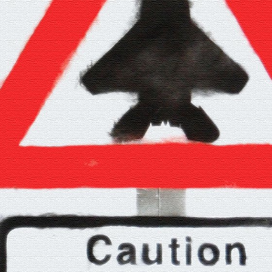 Caution (on a canvas.)