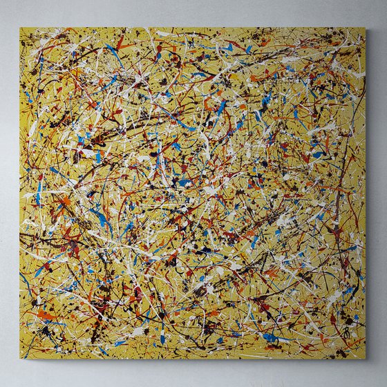 Tempus N-5 - (H)150x(W)156 cm. OIL-BASED ENAMEL on RAW Cotton Canvas