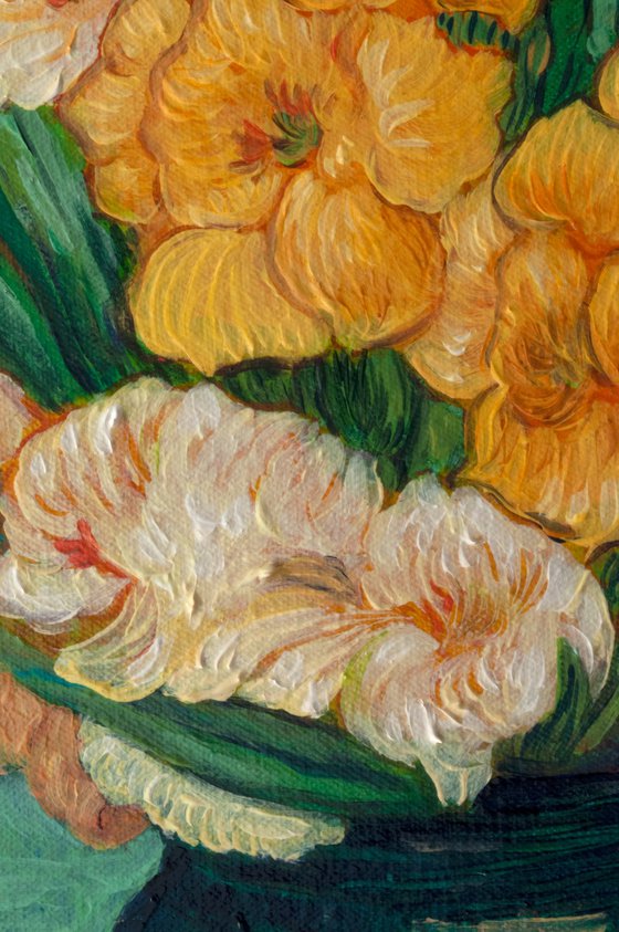 Gladioli in a Green Vase