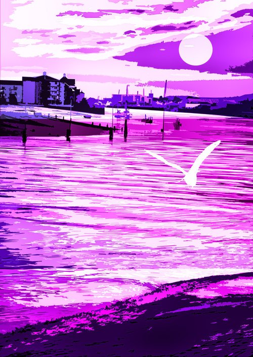 Purple Tide towards Emerald  Quay by Christopher West