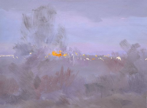 Winter landscape painting - Evening Lyrics by Yuri Pysar