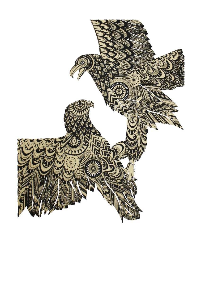 Animal Screenprint By Kath Edwards, 20 X 28", Kings Of The Sky, Original Artwork