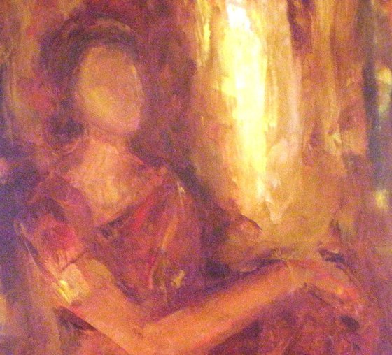 Impressionist Painting - Seated Woman, Contemporary Art, Reflective painting