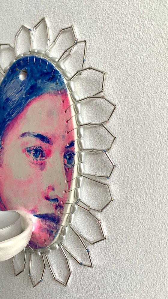 Illuminated woman face