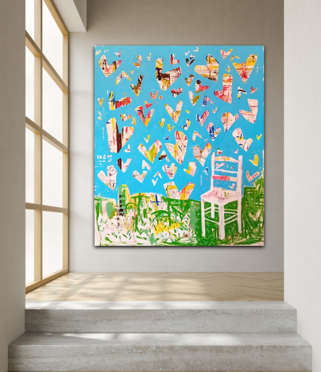 Abstract Animal Acrylic Painting By Dimitris Pavlopoulos, 61 X 73, Butterflies Fly Free, Original Artwork