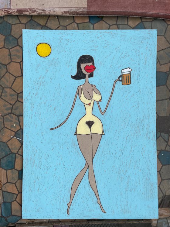 Lady with beer