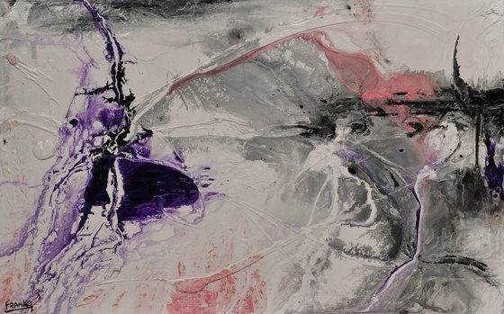 Purple Silk 160cm x 100cm White Purple Abstract Art