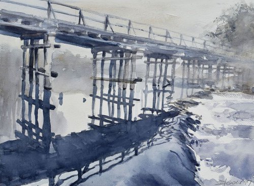 Bridge over troubled water.... by Goran Žigolić Watercolors