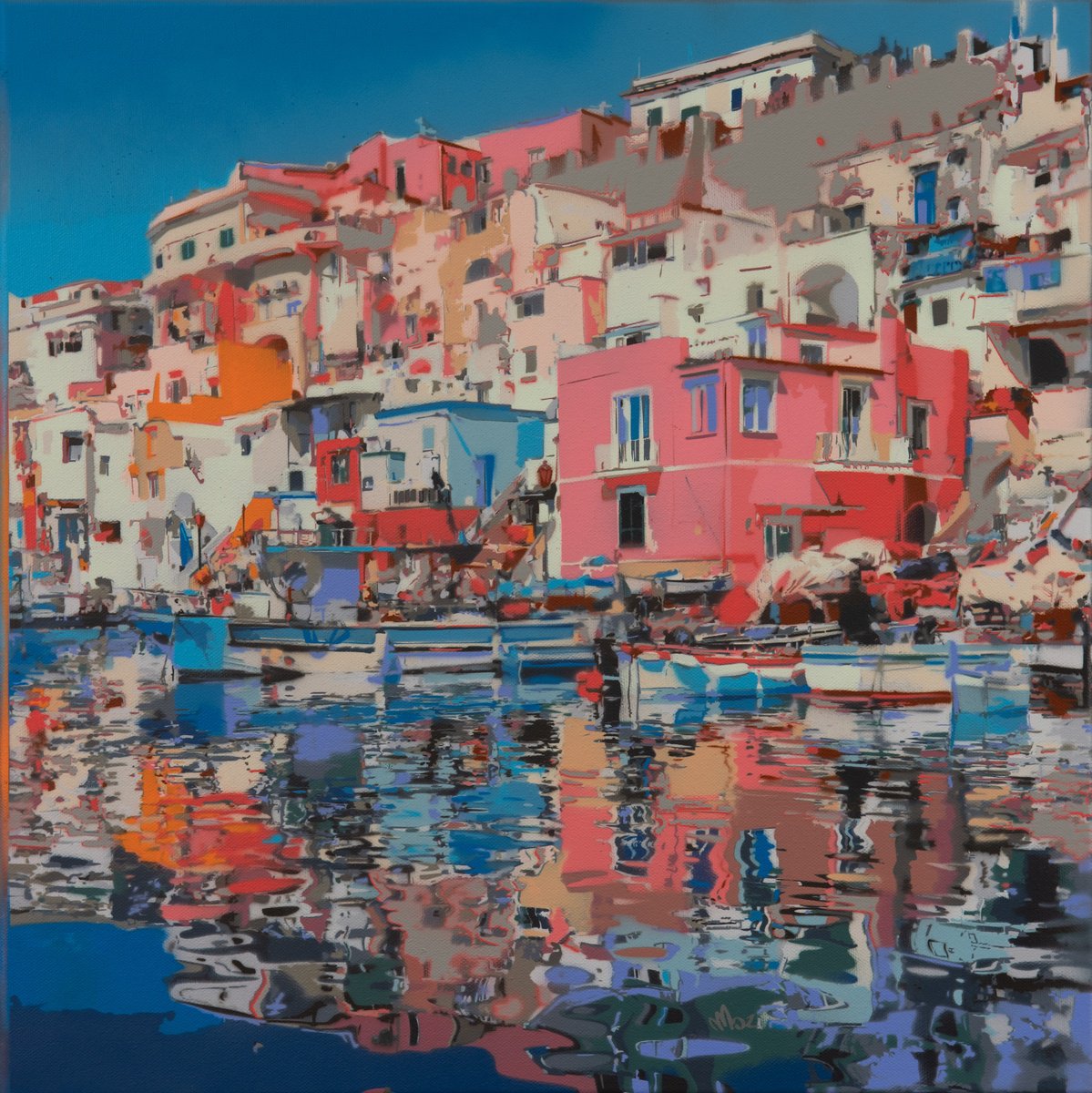 Impressionistic Landscape Painting By Marco Barberio, 20 X 20", Coastal Symphony, Original Artwork