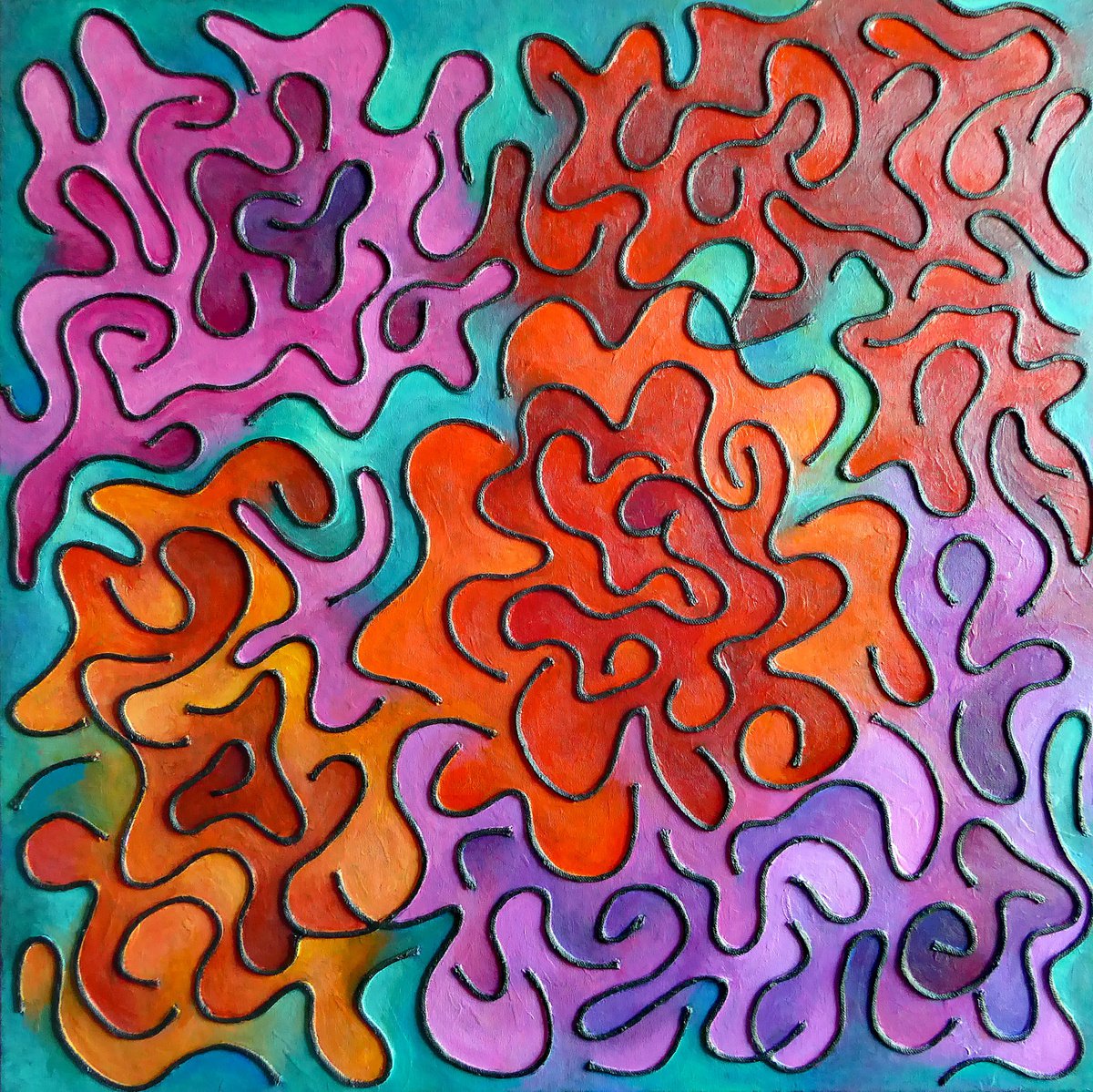 Five Stylised Roses By Stephen Conroy, 30 X 30, Artwork For Sale On Artfinder