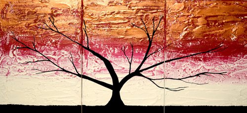 Burgundy Tree of Life artwork in acrylic by Stuart Wright