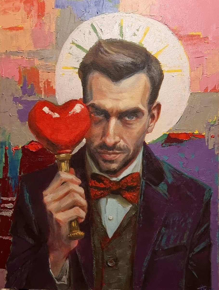 Expressive Portrait Oil Painting By Artmoods Tp, 13 X 17, Saint Valentine, Original Artwork