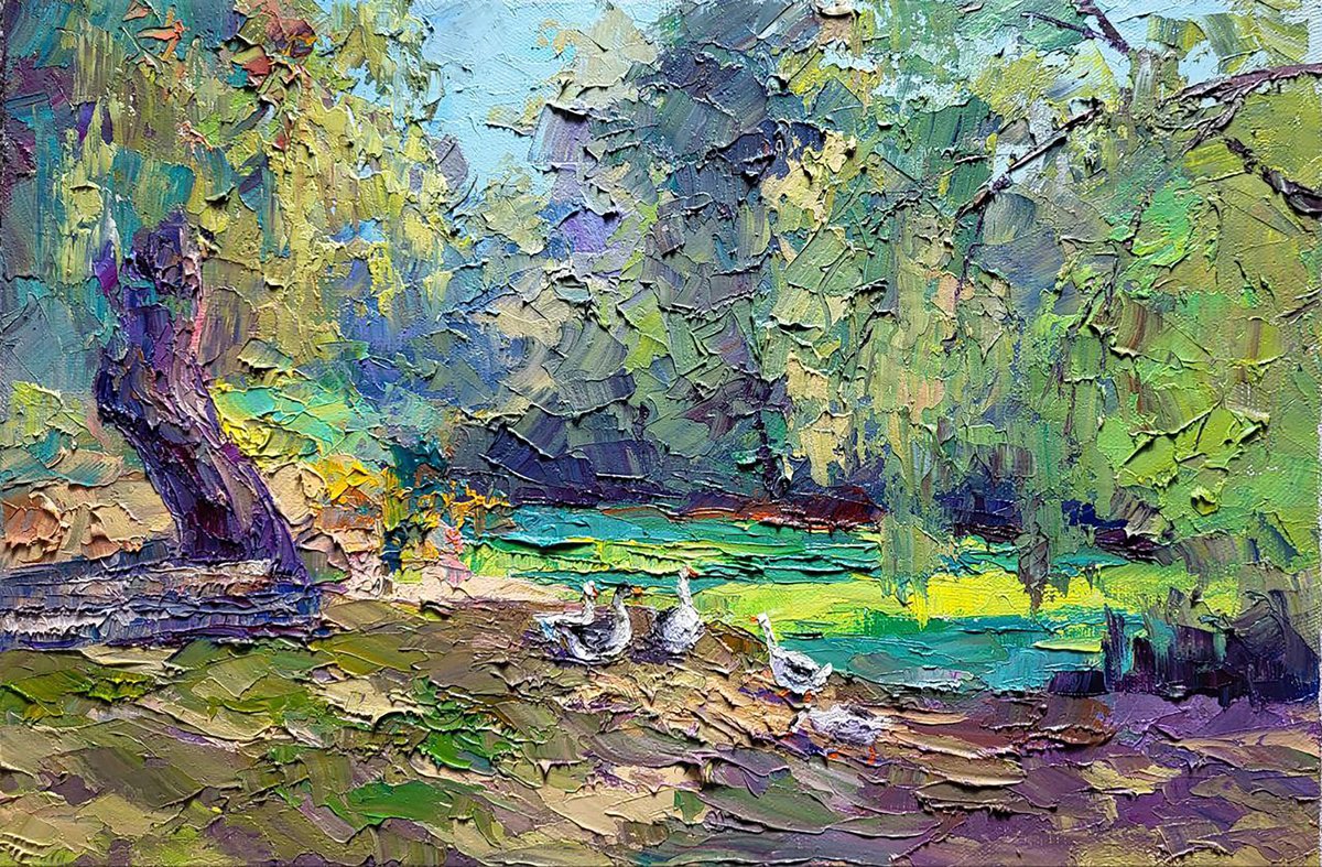 Landscape with geese by Boris Serdyuk