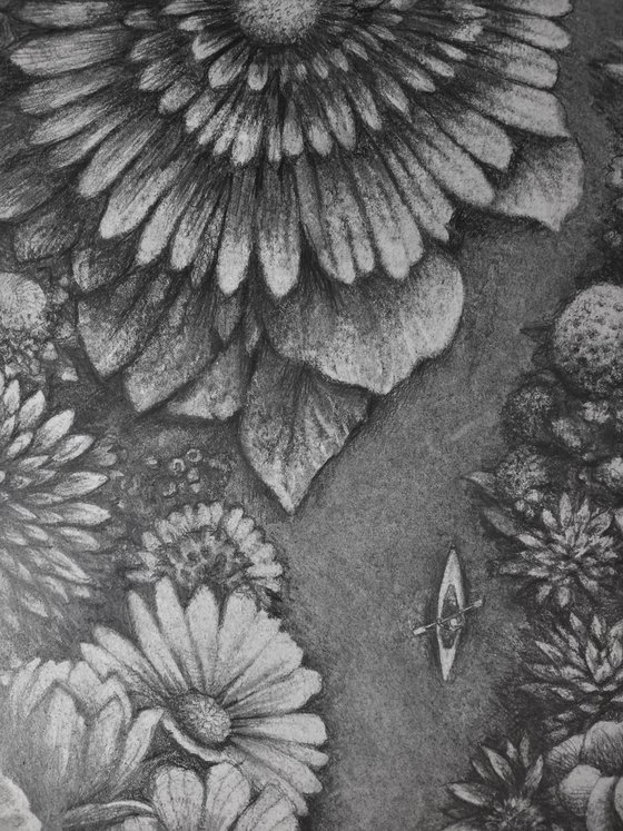 River of LIfe. Graphite Flowers Series