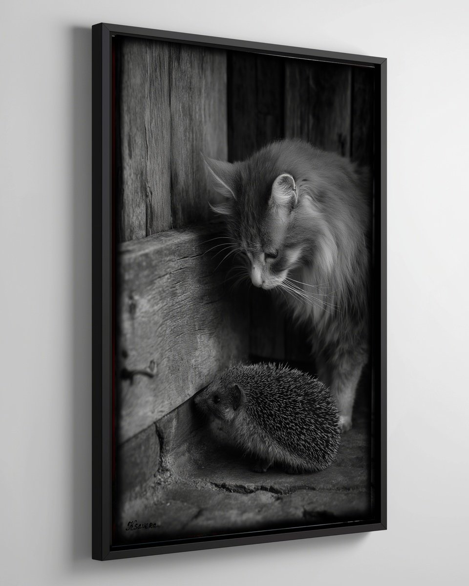 Photorealistic Animal Photograph By Ksavera, 25 X 37", Cat In Village B0805N, Original Artwork