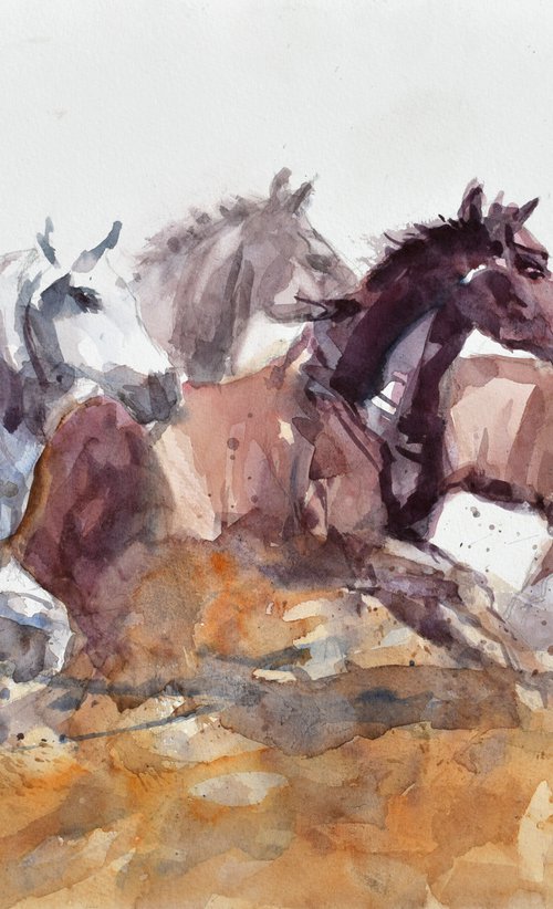 Running horses 2 by Goran Žigolić Watercolors