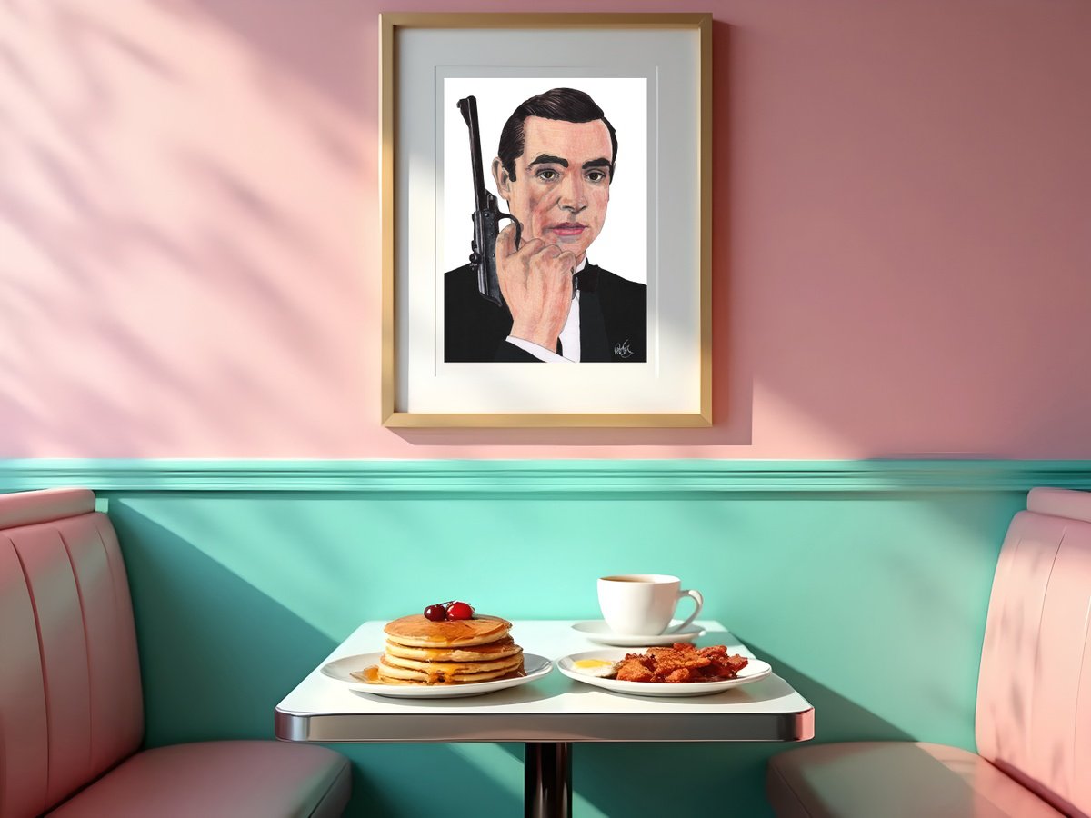 Illustrative Portrait Pencil Drawing By Paul Nelson-Esch, 8 X 12", 007: Sean Connery, Original Artwork