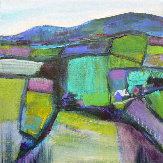 Abstract landscape - Dales #1  (ready to hang semi abstract landscape on box canvas)