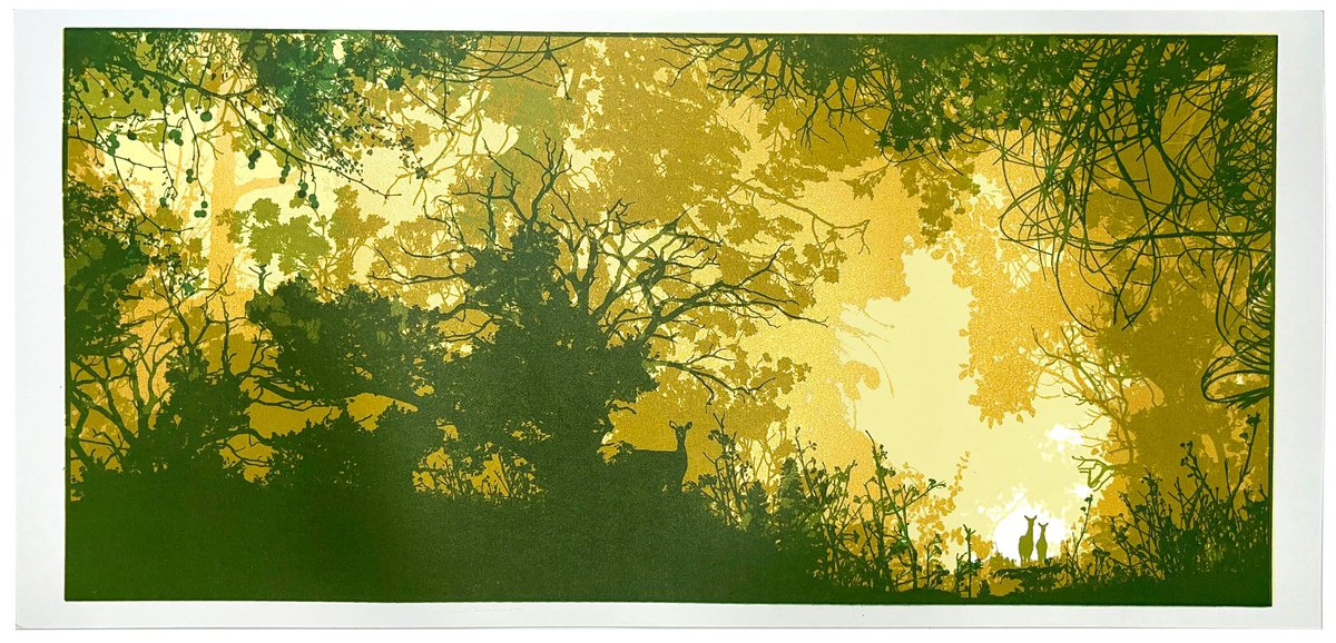 Impressionistic Landscape Screenprint By Chris Keegan, 17 X 8, Gap In The Forest, Original Artwork