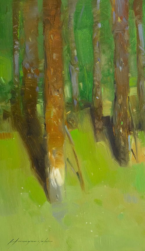 Vibrant Forest, Original oil painting, Handmade artwork, One of a kind by Vahe Yeremyan