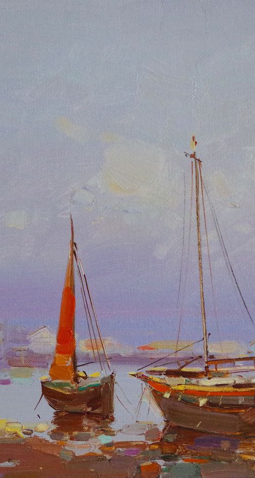 Seashore, Original oil painting  Handmade artwork One of a kind by Vahe Yeremyan