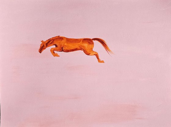 Minimalist Flying Chestnut orange horse