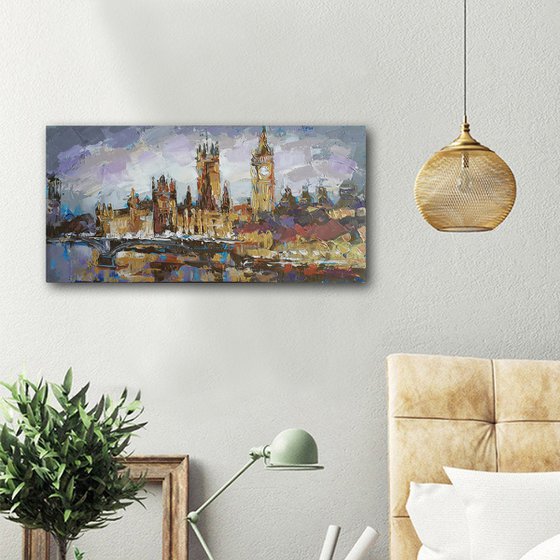 UK London -  landscape city scene painting