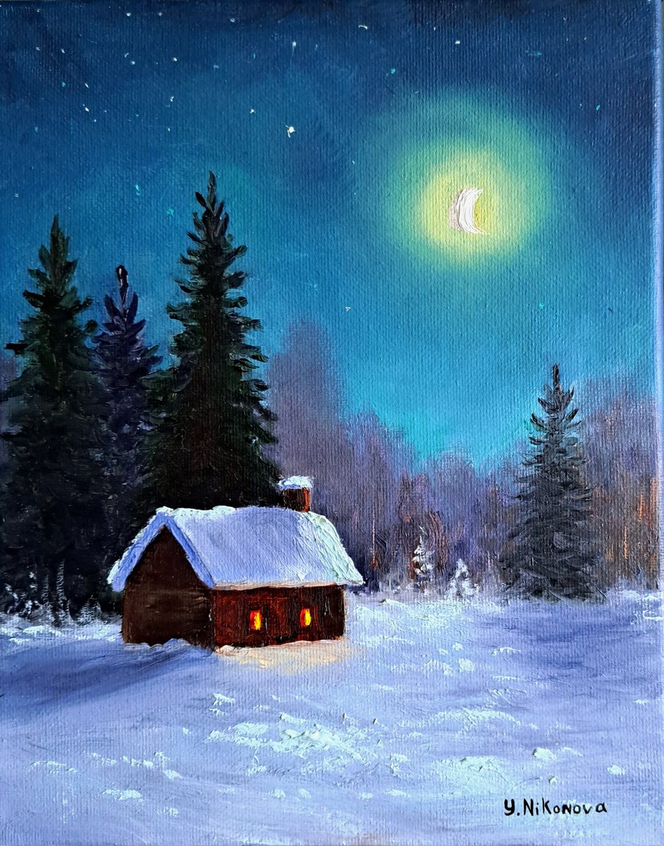 Impressionistic Landscape Oil Painting By Yulia Nikonova, 8 X 10", Quiet Evening, Original Artwork