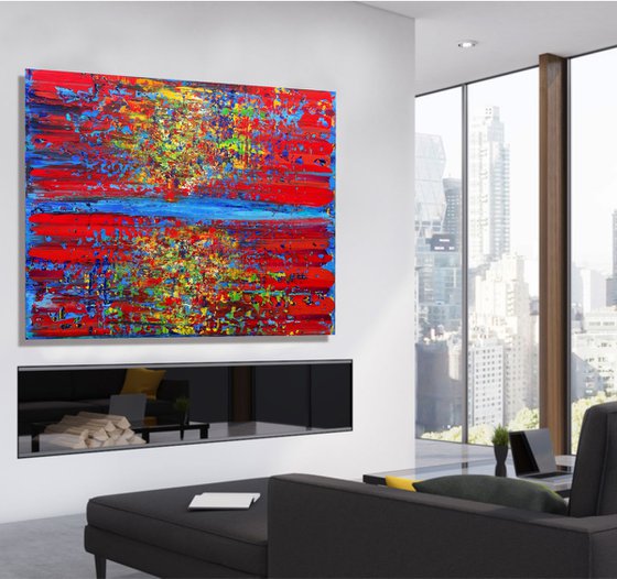 Don't Stop Believing  - XL LARGE,  ABSTRACT ART – EXPRESSIONS OF ENERGY AND LIGHT. READY TO HANG!