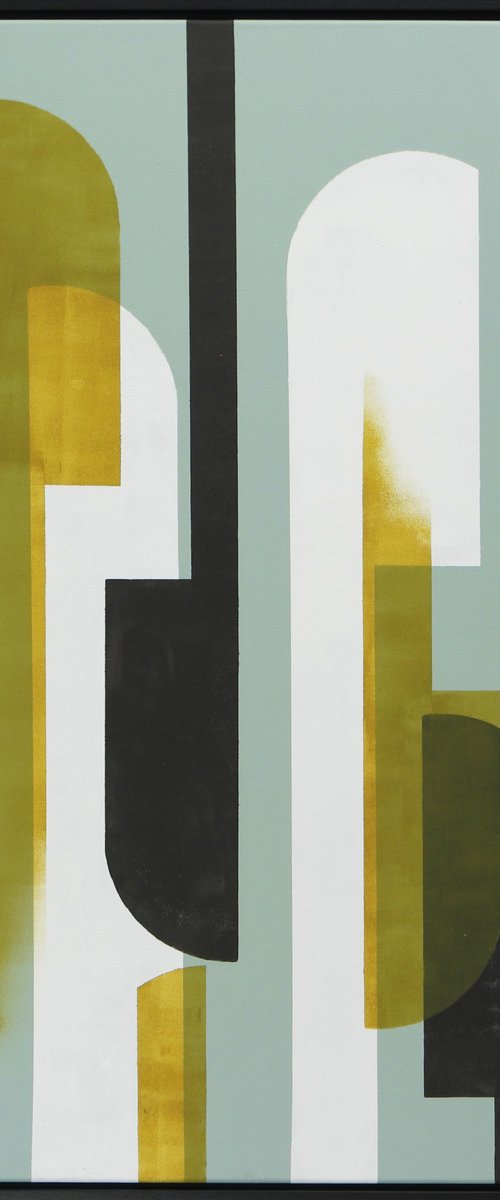 Square Abstract Painting - 105x105cm incl frame - Traffic Square Natural - Ronald Hunter 05M by Ronald Hunter