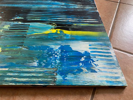 "That Will Leave A Mark" - FREE USA SHIPPING - Original PMS Abstract Acrylic Painting On Reclaimed Wood - 48" x 20"