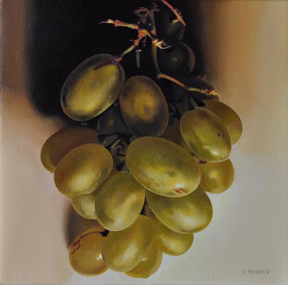 Still life with grapes , Original oil on canvas painting