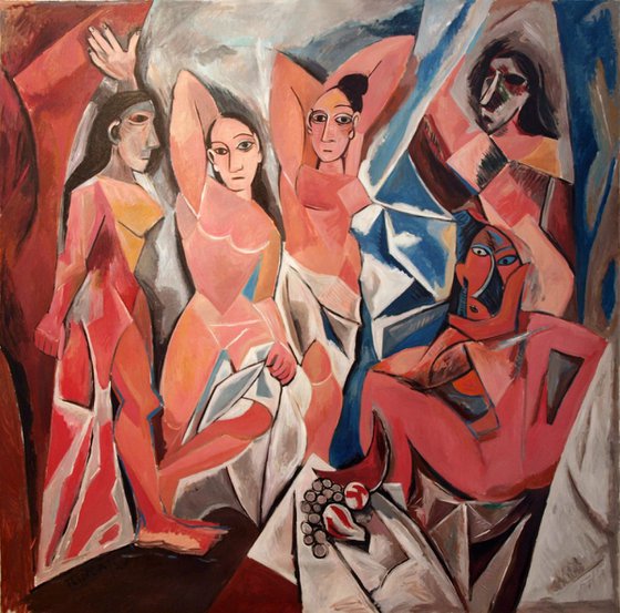 The Young Ladies of Avignon (after Picasso - 46.6 x 46.1 in, commission)
