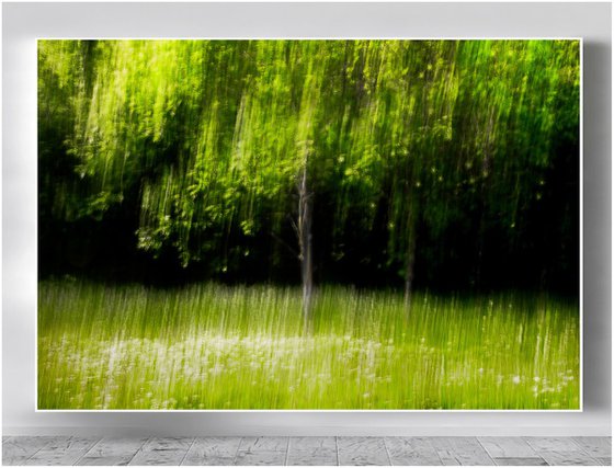 The Dream Tree - lime green abstract on canvas