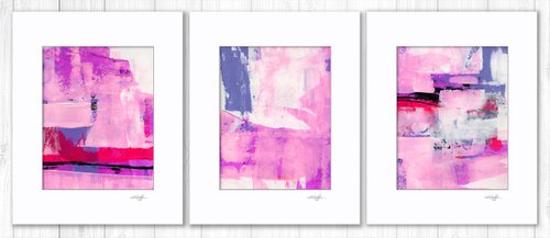 It's Time For Dreaming Collection 1 - 3 Abstract Paintings in Mats by Kathy Morton Stanion by Kathy Morton Stanion