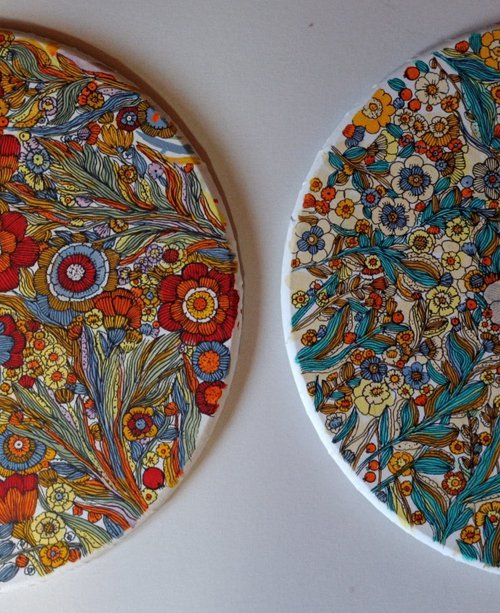 floral diptych by Tetiana Osadchuk