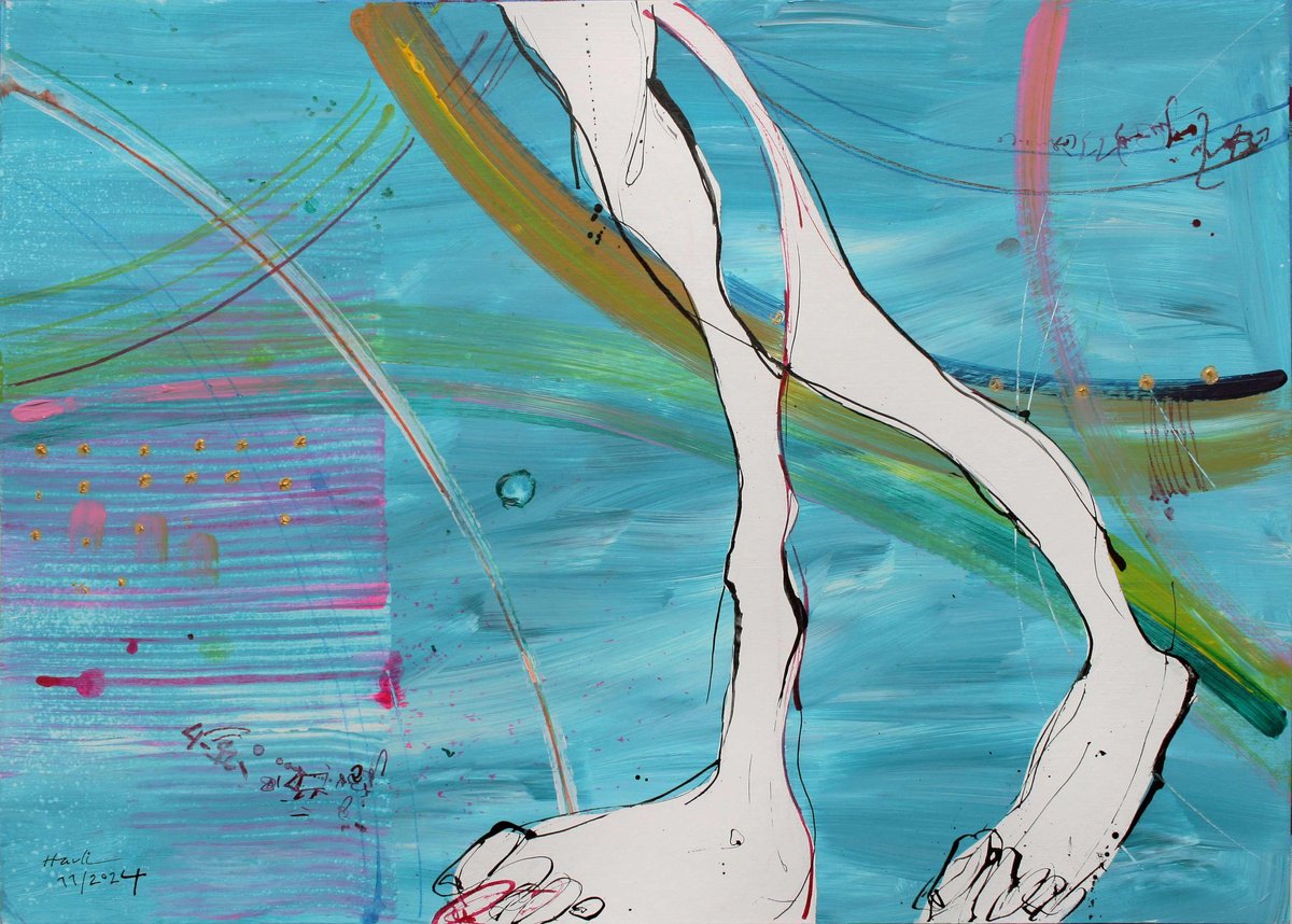 Portrait Acrylic Painting By Jiri Havlik, 28 X 20, My Way, Original Artwork