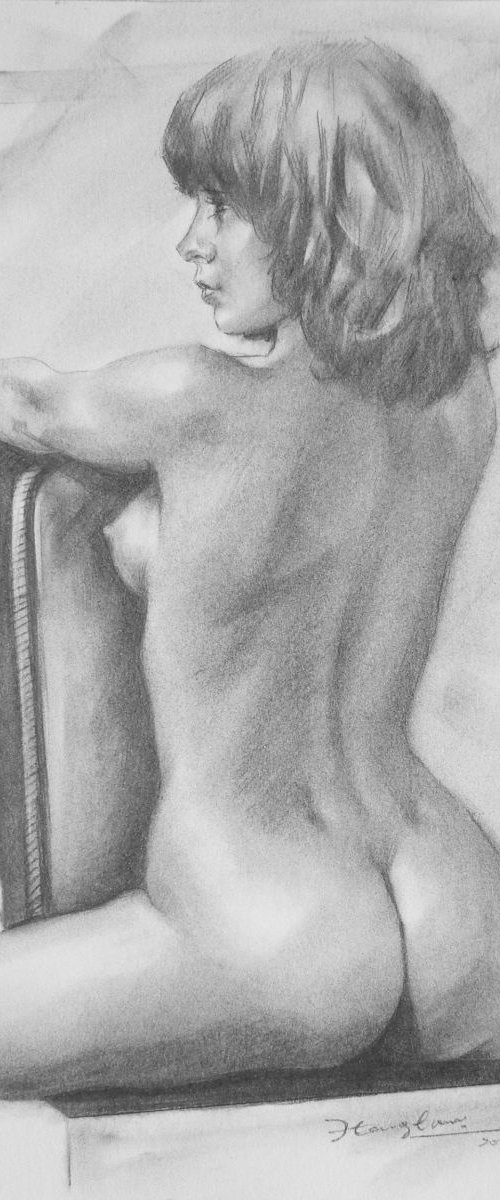 Pencil drawing  sexy naked  gril #16-10-20-01 by Hongtao Huang