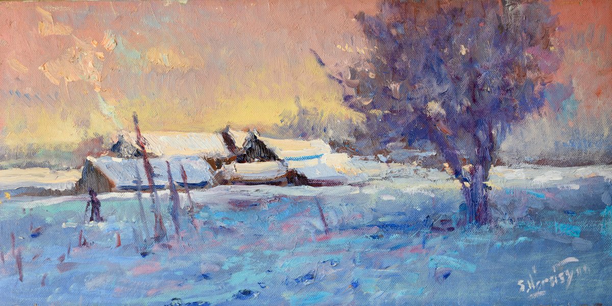 Cold Day, Winter Landscape By Suren Nersisyan, 20 X 10, Artwork For Sale On Artfinder