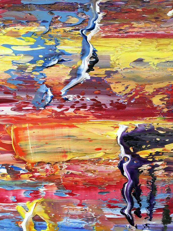 "Go With The Flow" - FREE WORLDWIDE SHIPPING - Original PMS Abstract Oil Painting On Canvas - 36" x 18"