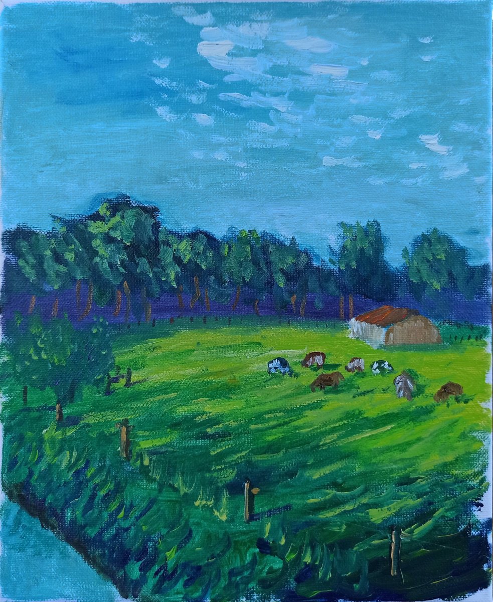 Cows at meadow in Coevorden by Dmitry Fedorov