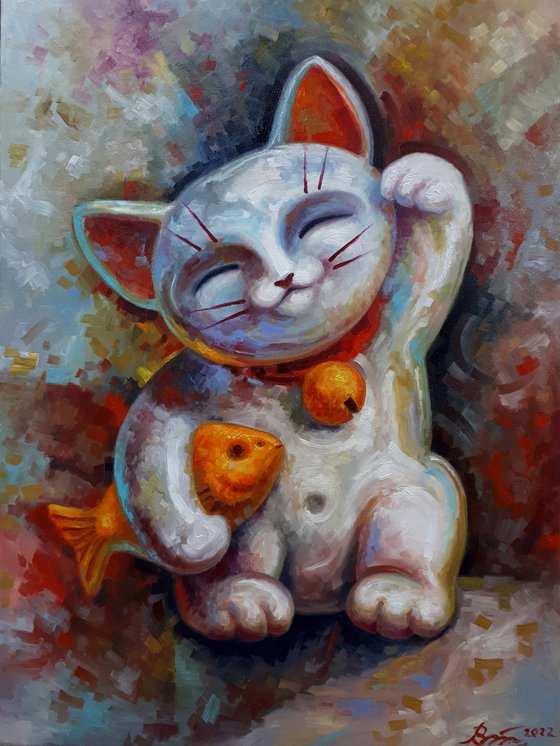 maneki neko painting