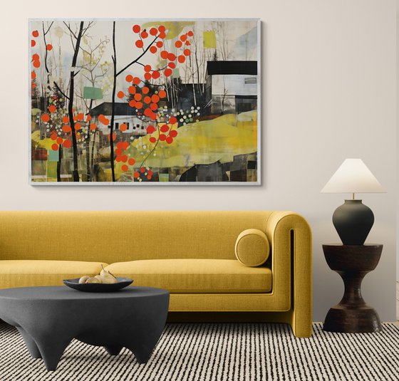 Red viburnum on a green glade #2